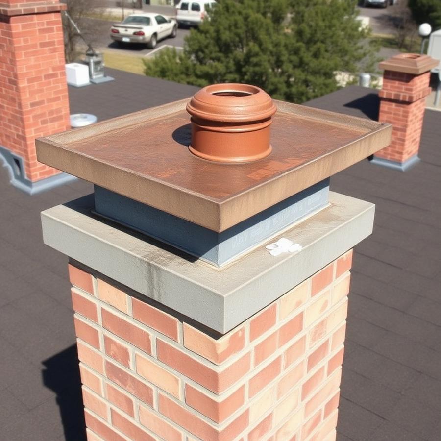Repaired chimney crown on a brick chimney