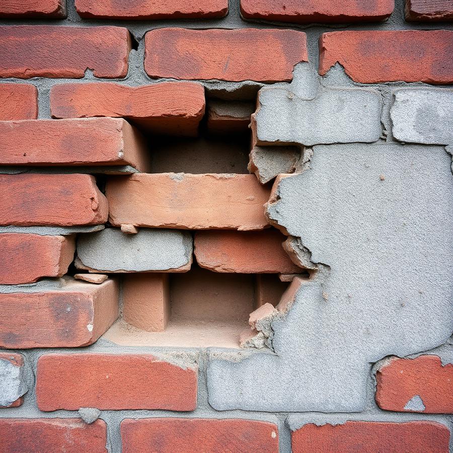 Damaged brick and mortar before chimney repair