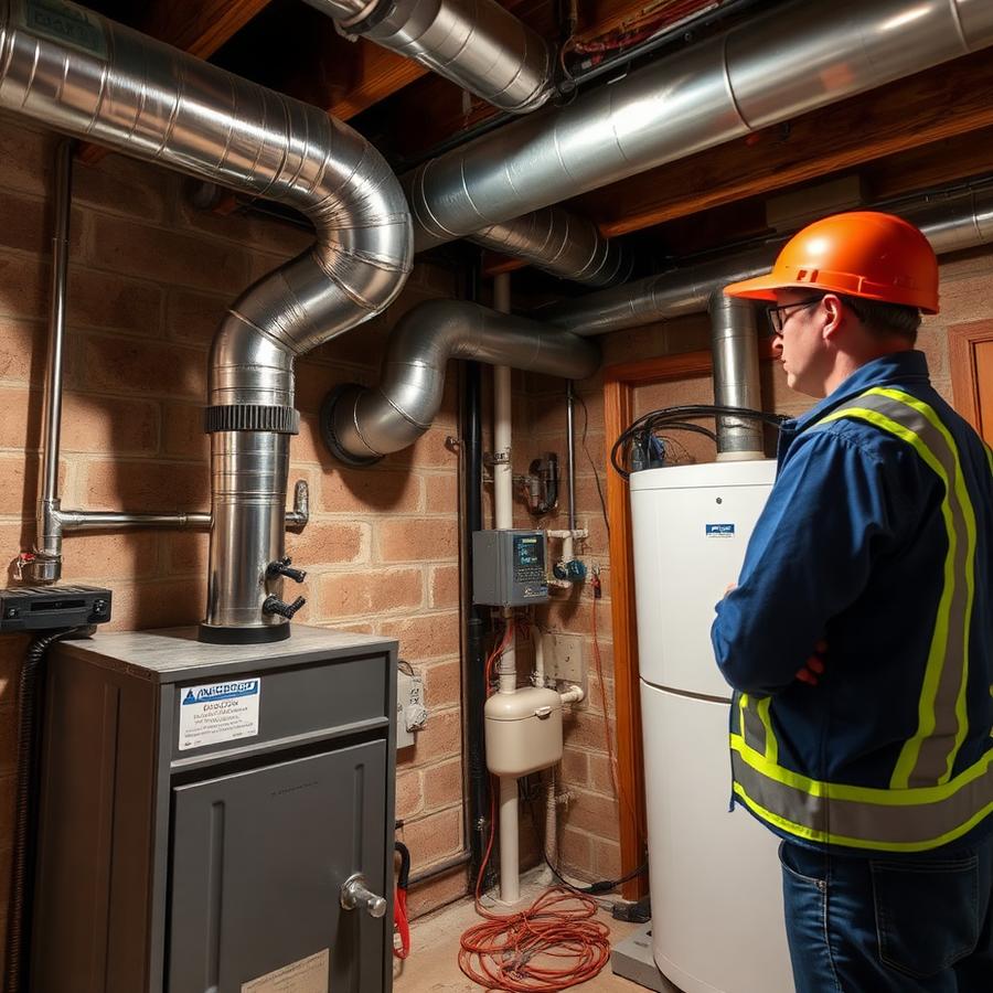 Furnace flue inspection in a basement