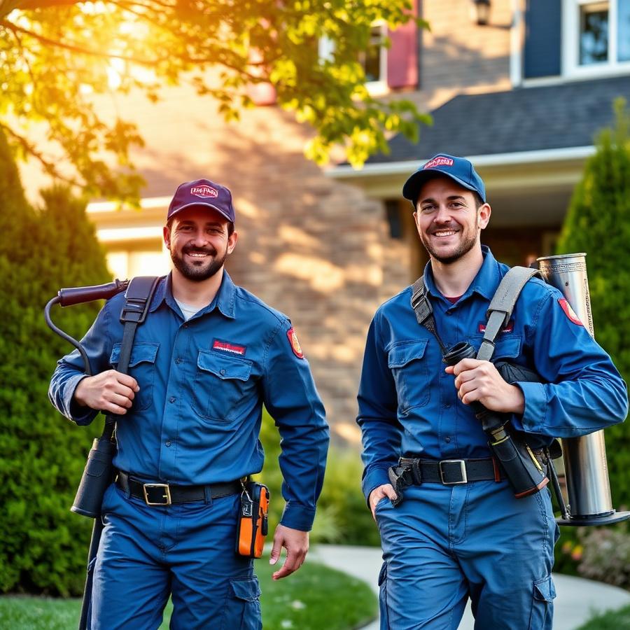 Chimney service team arriving at a home